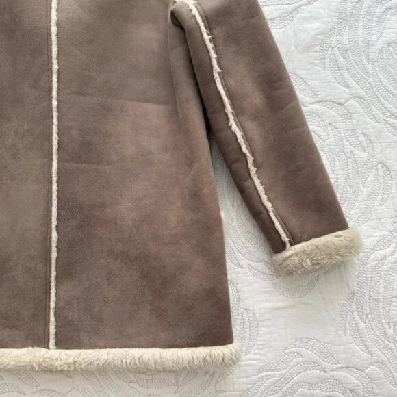 Abercrombie & Fitch - Faux Shearling Coat - Taupe - Picture 8 of 10